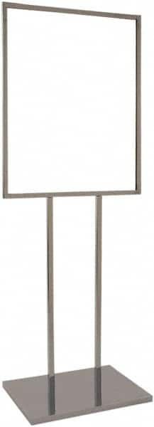 ECONOCO - 22 Inch Wide x 28 Inch High Sign Compatibility, Steel Square Frame Bulletin Sign Holder - Chrome, 60 Inch Holder Height, Holds 1 Sign - Benchmark Tooling