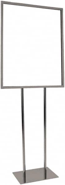 ECONOCO - 22 Inch Wide x 28 Inch High Sign Compatibility, Steel Square Frame Bulletin Sign Holder - Chrome, 60 Inch Holder Height, Holds 1 Sign - Benchmark Tooling