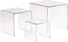 ECONOCO - 3, 4 & 5" High x 3, 4 & 5" Wide x 3, 4 & 5" Deep, Display Riser Plastic Shelving - Clear - Benchmark Tooling