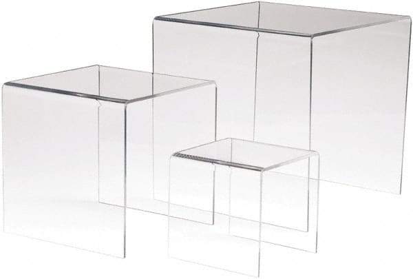 ECONOCO - 4, 6 & 8" High x 4, 6 & 8" Wide x 4, 6 & 8" Deep, Display Riser Plastic Shelving - Clear - Benchmark Tooling