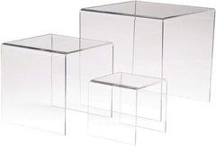 ECONOCO - 4, 6 & 8" High x 4, 6 & 8" Wide x 4, 6 & 8" Deep, Display Riser Plastic Shelving - Clear - Benchmark Tooling