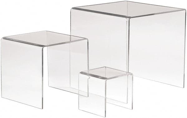 ECONOCO - 3, 5 & 7" High x 3, 5 & 7" Wide x 3, 5 & 7" Deep, Display Riser Plastic Shelving - Clear - Benchmark Tooling