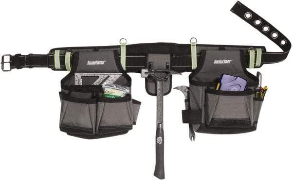 Bucket Boss - 1 to 52" Waist Tool Rig - 29 Pocket, Gray, Polyester - Benchmark Tooling