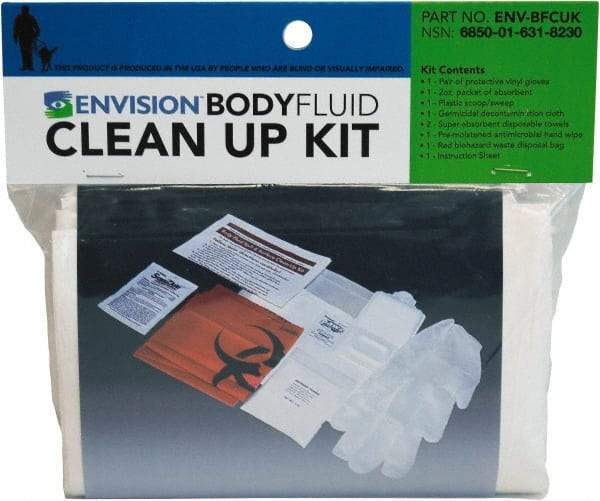 Ability One - 9 Piece, 1 Person, Body Fluid Clean-Up First Aid Kit - Plastic Bag - Benchmark Tooling