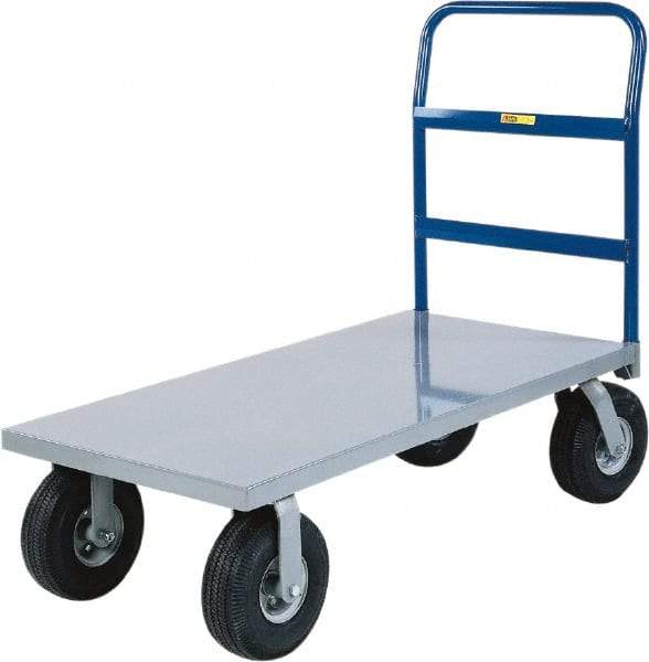 Little Giant - 1,500 Lb Capacity Steel Cushion Load Platform Truck - Steel Deck, 24" OAW, 48" Platform Length x 14" Platform Height, Pneumatic Casters - Benchmark Tooling