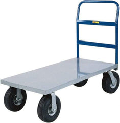 Little Giant - 1,500 Lb Capacity Steel Cushion Load Platform Truck - Steel Deck, 30" OAW, 60" Platform Length x 14" Platform Height, Pneumatic Casters - Benchmark Tooling