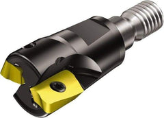 Sandvik Coromant - 3 Inserts, 35mm Cut Diam, 28.8mm Arbor Diam, 10mm Max Depth of Cut, Indexable Square-Shoulder Face Mill - 69mm High, R390-11.. Insert Compatibility, Through Coolant, Series CoroMill 390 - Benchmark Tooling