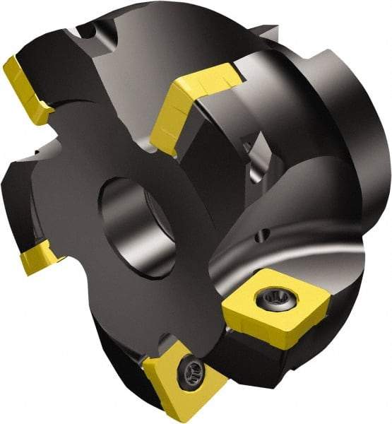 Sandvik Coromant - 4 Inserts, 39mm Cut Diam, 22mm Arbor Diam, 2mm Max Depth of Cut, Indexable Square-Shoulder Face Mill - 10° Lead Angle, 50mm High, R210-140512M Insert Compatibility, Through Coolant, Series CoroMill 210 - Benchmark Tooling