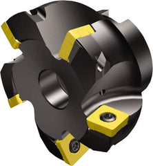 Sandvik Coromant - 5 Inserts, 36.7mm Cut Diam, 3/4" Arbor Diam, 1.2mm Max Depth of Cut, Indexable Square-Shoulder Face Mill - 10° Lead Angle, 50.0126mm High, R210-090412M Insert Compatibility, Through Coolant, Series CoroMill 210 - Benchmark Tooling