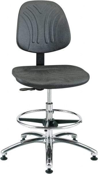 Bevco - 20-1/2 to 30-1/2" High Adjustable Chair - 27" Wide x 27" Deep, Polyurethane Seat, Black - Benchmark Tooling