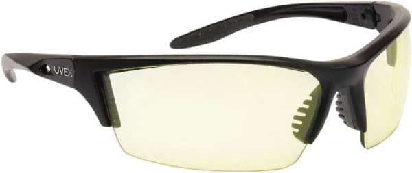 Uvex - Amber Lenses, Frameless Safety Glasses - Scratch Resistant, Adjustable Temples, Size Universal, Wrap Around - Benchmark Tooling