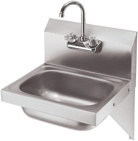 Krowne - 10" Long x 14" Wide Inside, 1 Compartment, Grade 304 Stainless Steel Hand Sink with Side Support - 20 Gauge, 20" Long x 16" Wide x 15" High Outside, 6" Deep - Benchmark Tooling