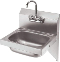 Krowne - 10" Long x 14" Wide Inside, 1 Compartment, Grade 304 Stainless Steel Hand Sink with Side Support - 20 Gauge, 20" Long x 16" Wide x 15" High Outside, 6" Deep - Benchmark Tooling