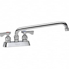 Krowne - Deck Mount, Low Arc Deck Mount Faucet - Two Handle, Color Coded, Blade Handle, Swing Spout and Nozzle, No Drain - Benchmark Tooling