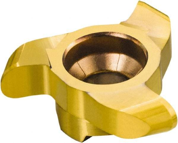 Sandvik Coromant - 327-RM RM Grade 1025 Carbide Groove Milling Tip Insert - TiAlN/TiN Finish, 3 Flutes, 21.7mm Cutting Diam, 4.5mm Depth of Cut, 5.75mm Extension, 0.1969" Cnr Rad - Benchmark Tooling