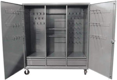 Strong Hold - 3 Shelf 3 Bin Pegboard Storage Cabinet - Steel, 72" Wide x 24" Deep x 80" High, Dark Gray - Benchmark Tooling