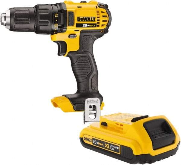 DeWALT - 20 Volt 1/2" Keyless Chuck Cordless Hammer Drill - 0 to 8,500 BPM, 0 to 600 & 0 to 2,000 RPM, Reversible - Benchmark Tooling