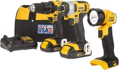 DeWALT - 20 Volt Cordless Tool Combination Kit - Includes 1/2" Drill/Driver, 1/4" Impact Driver & Work Light, Lithium-Ion Battery Included - Benchmark Tooling