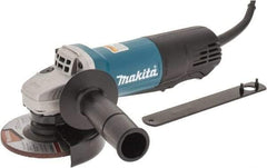 Makita - 4-1/2" Wheel Diam, 10,000 RPM, Corded Angle & Disc Grinder - 5/8-11 Spindle, 120 Volts, 7.5 Amps, Side Exhaust - Benchmark Tooling