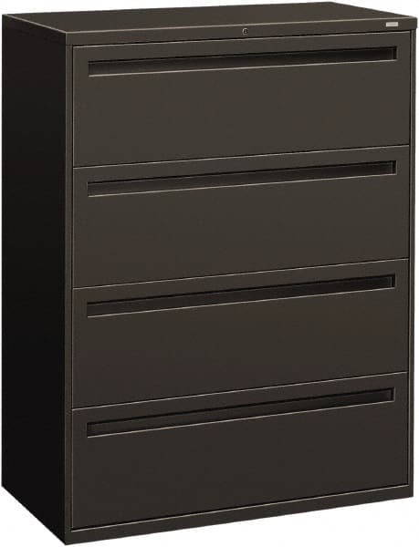 Hon - 42" Wide x 53-1/4" High x 19-1/4" Deep, 4 Drawer Lateral File - Steel, Charcoal - Benchmark Tooling