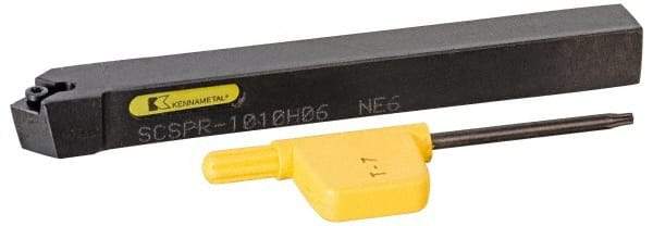 Kennametal - SCSP, Right Hand Cut, 45° Lead Angle, 10mm Shank Height x 10mm Shank Width, Positive Rake Indexable Turning Toolholder - 100mm OAL, CP..0602.. Insert Compatibility, Series Screw-On - Benchmark Tooling