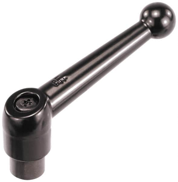 KIPP - M4 x 0.7, 13mm Hub Diam, Zinc Die Cast (Steel Components) Tapped Adjustable Clamping Lever - 46mm OAL, 32.5mm High, 9mm Hole Depth - Benchmark Tooling