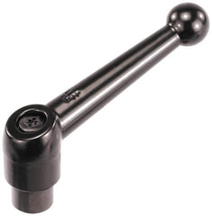 KIPP - M4 x 0.7, 13mm Hub Diam, Zinc Die Cast (Steel Components) Tapped Adjustable Clamping Lever - 46mm OAL, 32.5mm High, 9mm Hole Depth - Benchmark Tooling