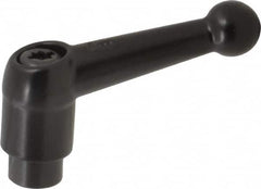 KIPP - #8-32, 0.51" Hub Diam, Zinc Die Cast (Steel Components) Tapped Adjustable Clamping Lever - 1.81" OAL, 1.28" High, 0.35" Hole Depth - Benchmark Tooling