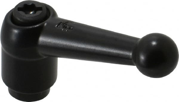 KIPP - M5 x 0.8, 13mm Hub Diam, Zinc Die Cast (Steel Components) Tapped Adjustable Clamping Lever - 46mm OAL, 32.5mm High, 9mm Hole Depth - Benchmark Tooling