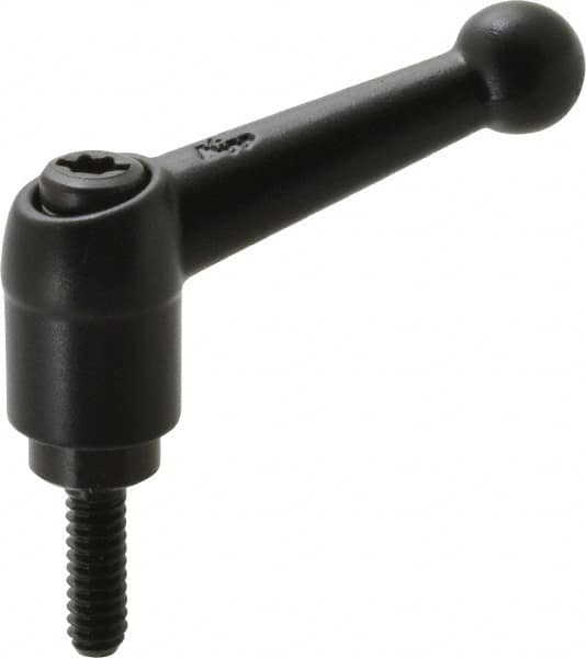 KIPP - #10-24, 13mm Hub Diam, Zinc Die Cast (Steel Components) Threaded Stud Adjustable Clamping Lever - 0.59" Stud Length, 46mm OAL, 32.5mm High - Benchmark Tooling