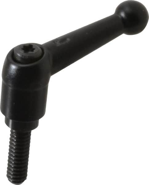 KIPP - 1/4-20, 13mm Hub Diam, Zinc Die Cast (Steel Components) Threaded Stud Adjustable Clamping Lever - 0.79" Stud Length, 46mm OAL, 32.5mm High - Benchmark Tooling