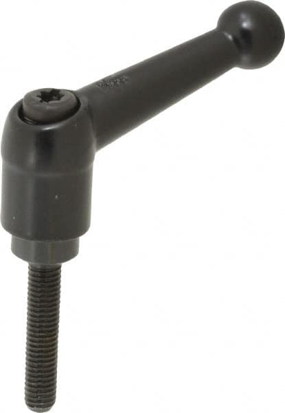 KIPP - M x 5 x 0.8, 13mm Hub Diam, Zinc Die Cast (Steel Components) Metric Threaded Stud Adjustable Clamping Lever - 25mm Stud Length, 46mm OAL, 32.5mm High - Benchmark Tooling