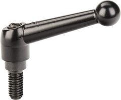 KIPP - 3/8-16, 0.71" Hub Diam, Zinc Die Cast (Steel Components) Threaded Stud Adjustable Clamping Lever - 0.79" Stud Length, 2.87" OAL, 1.79" High - Benchmark Tooling