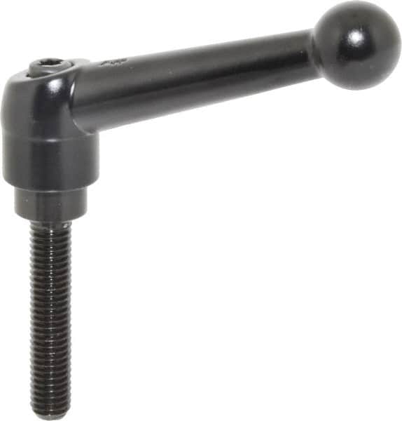 KIPP - M8 x 1.25, 18mm Hub Diam, Zinc Die Cast (Steel Components) Metric Threaded Stud Adjustable Clamping Lever - 40mm Stud Length, 73mm OAL, 45.5mm High - Benchmark Tooling