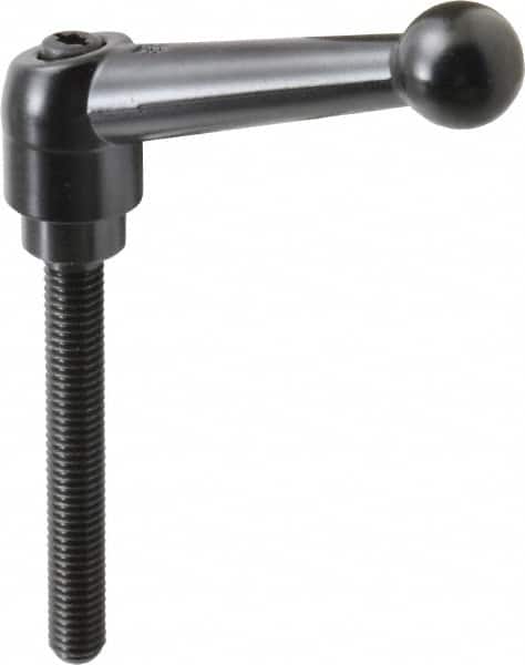 KIPP - M8 x 1.25, 18mm Hub Diam, Zinc Die Cast (Steel Components) Metric Threaded Stud Adjustable Clamping Lever - 60mm Stud Length, 73mm OAL, 45.5mm High - Benchmark Tooling