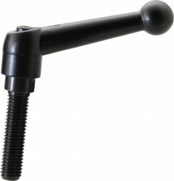 KIPP - M10 x 1.5, 18mm Hub Diam, Zinc Die Cast (Steel Components) Metric Threaded Stud Adjustable Clamping Lever - 40mm Stud Length, 73mm OAL, 45.5mm High - Benchmark Tooling