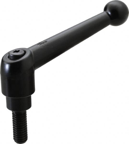 KIPP - 3/8-16, 0.83" Hub Diam, Zinc Die Cast (Steel Components) Threaded Stud Adjustable Clamping Lever - 0.98" Stud Length, 3.54" OAL, 2.26" High - Benchmark Tooling