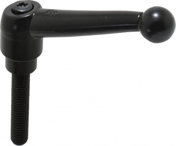 KIPP - 3/8-16, 0.83" Hub Diam, Zinc Die Cast (Steel Components) Threaded Stud Adjustable Clamping Lever - 1.97" Stud Length, 3.54" OAL, 2.26" High - Benchmark Tooling