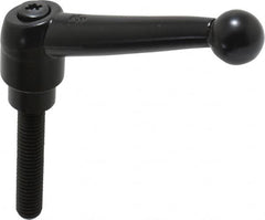 KIPP - 3/8-16, 0.83" Hub Diam, Zinc Die Cast (Steel Components) Threaded Stud Adjustable Clamping Lever - 1.97" Stud Length, 3.54" OAL, 2.26" High - Benchmark Tooling