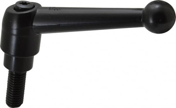 KIPP - M10 x 1.5, 21mm Hub Diam, Zinc Die Cast (Steel Components) Metric Threaded Stud Adjustable Clamping Lever - 25mm Stud Length, 90mm OAL, 57.5mm High - Benchmark Tooling