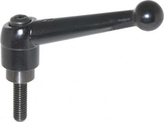 KIPP - 3/8-16, 0.98" Hub Diam, Zinc Die Cast (Steel Components) Threaded Stud Adjustable Clamping Lever - 1.18" Stud Length, 4-1/4" OAL, 2.64" High - Benchmark Tooling