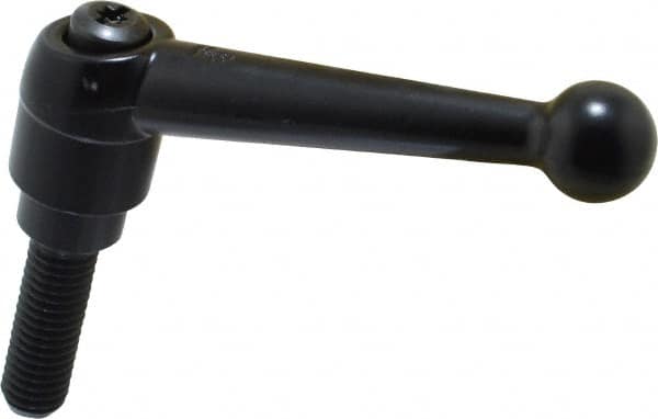 KIPP - 1/2-13, 0.98" Hub Diam, Zinc Die Cast (Steel Components) Threaded Stud Adjustable Clamping Lever - 1.57" Stud Length, 4-1/4" OAL, 2.64" High - Benchmark Tooling