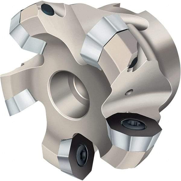 Walter - 133mm Cut Diam, 40mm Arbor Hole, 8mm Max Depth of Cut, Indexable Chamfer & Angle Face Mill - 10 Inserts, OD . . 0504 . . Insert, Right Hand Cut, 10 Flutes, Through Coolant, Series Xtra-tec - Benchmark Tooling