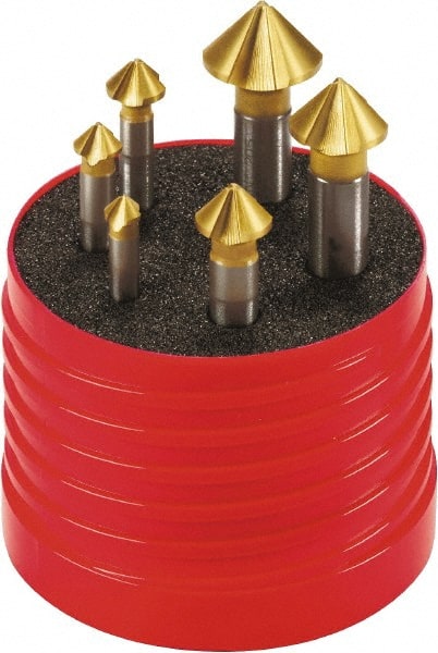 Walter-Titex - 6 Piece, 1/4 to 0.8071" Head Diam, 90° Included Angle, Single End Countersink Set - Benchmark Tooling