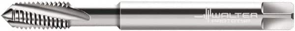 Walter-Prototyp - 3/8-16 UNC 3 Flute 2B Modified Bottoming Spiral Flute Tap - Powdered Metal, Bright Finish, 100mm OAL, Right Hand Flute, Right Hand Thread, Series 22416 - Exact Industrial Supply