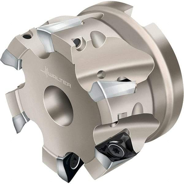 Walter - 5 Inserts, 40mm Cut Diam, 16mm Arbor Diam, 11mm Max Depth of Cut, Indexable Square-Shoulder Face Mill - AD.. 0803.. Insert Compatibility, Through Coolant, Series Xtra-tec - Benchmark Tooling