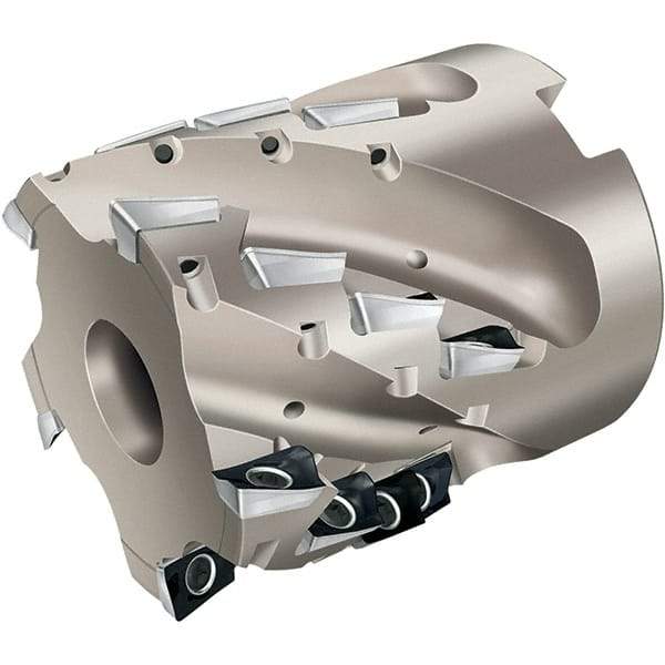 Walter - 20 Inserts, 50mm Cut Diam, 22mm Arbor Diam, 54mm Max Depth of Cut, Indexable Square-Shoulder Face Mill - 75mm High, AD.. 1204.. Insert Compatibility, Through Coolant, Series Xtra-tec - Benchmark Tooling