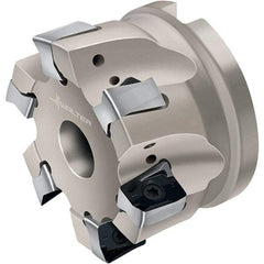 Walter - 5 Inserts, 100mm Cut Diam, 32mm Arbor Diam, 13mm Max Depth of Cut, Indexable Square-Shoulder Face Mill - LN.. 1307.. Insert Compatibility, Through Coolant, Series Xtra-tec - Benchmark Tooling