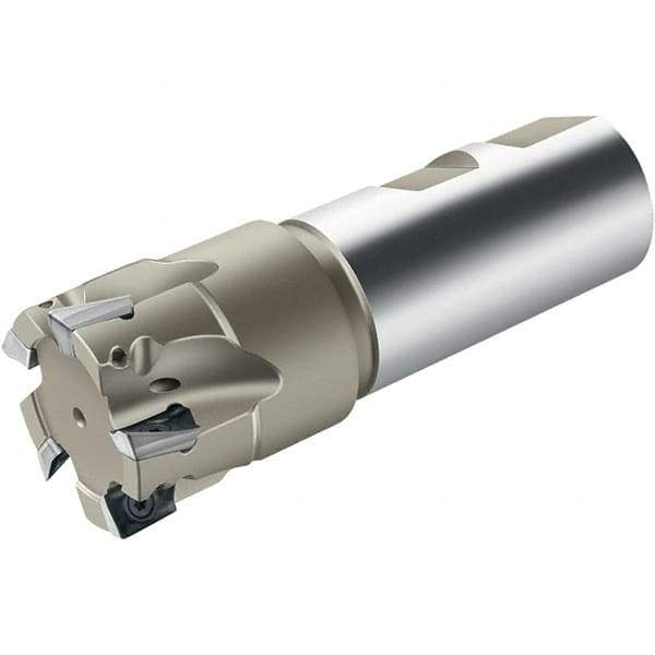 Walter - 10mm Cut Diam, 8mm Max Depth of Cut, 16mm Shank Diam, 80mm OAL, Indexable Square Shoulder End Mill - Multiple Insert Styles, Weldon Shank, 90° Lead Angle, Through Coolant, Series Xtra-tec - Benchmark Tooling
