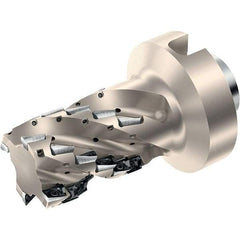 Walter - 40mm Cut Diam, 54mm Max Depth of Cut, 105mm OAL, Indexable Square Shoulder Helical End Mill - Multiple Insert Styles, NCT63 Modular Connection, 90° Lead Angle, Through Coolant, Series Xtra-tec - Benchmark Tooling